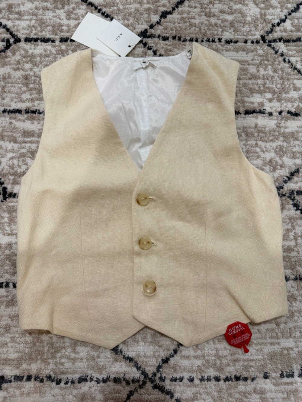 A.L.C. Cream V-Neck Button Vest